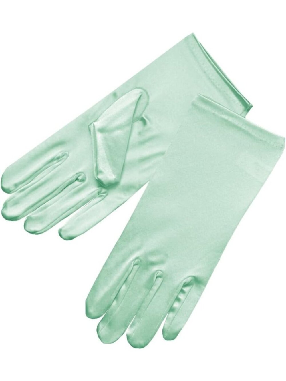 Women's Mint Shiny Stretch Wrist Length 2bl Over Costume Satin Dress Gloves